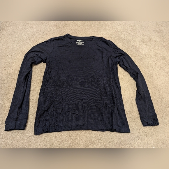 Bombas Women's Merino Wool Blend Crew Neck Long Sleeve T-Shirt, Navy, Size M - Picture 3 of 4